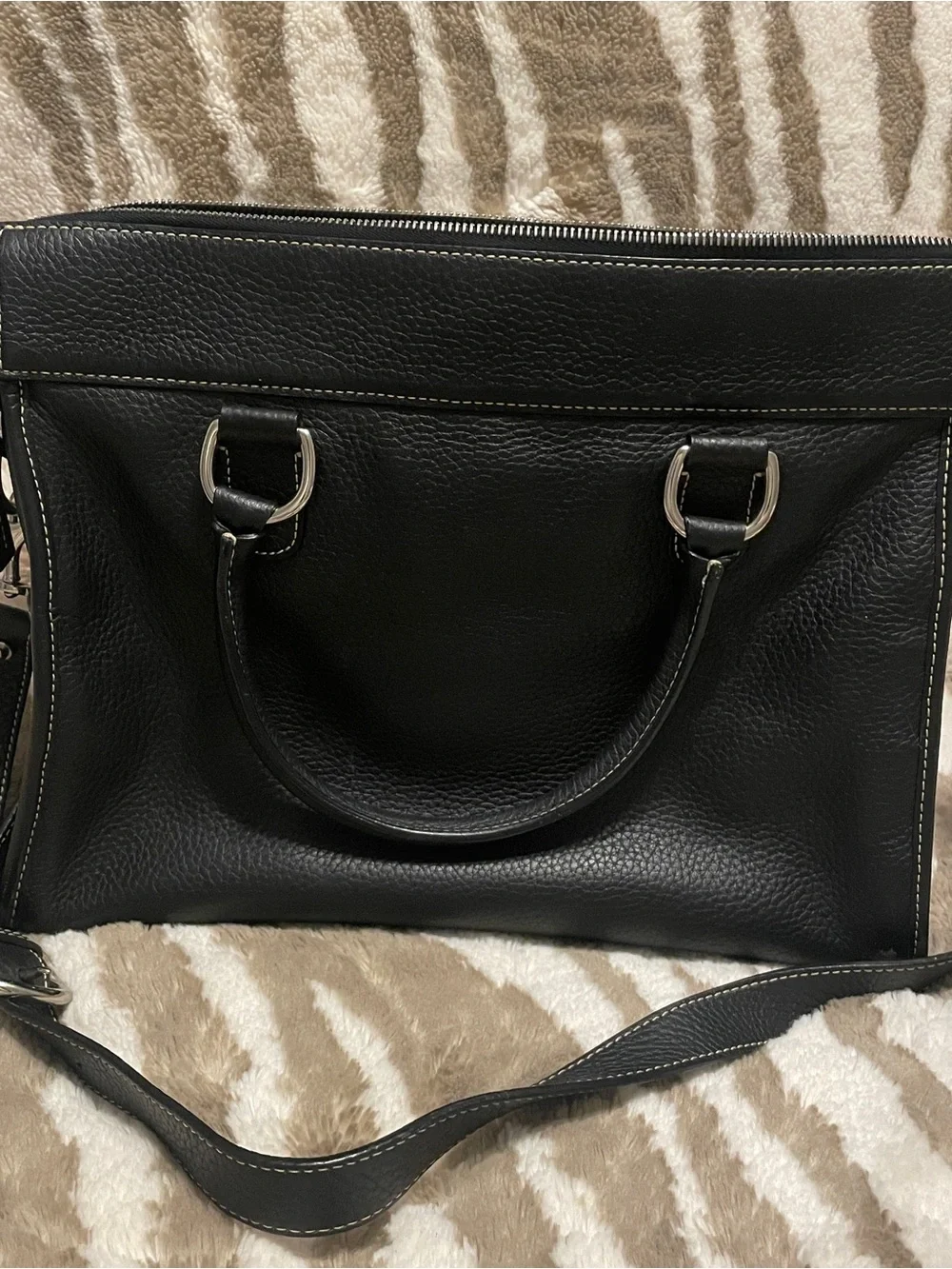 Dooney & Bourke Black Leather Double Front-Pocket Messenger